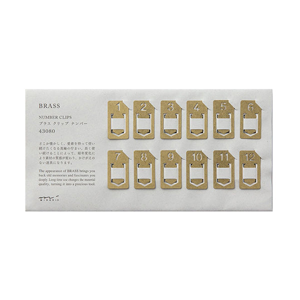 Traveler's Company Brass Number Clips - Set of 12 -  - Notebook Accessories - Bunbougu